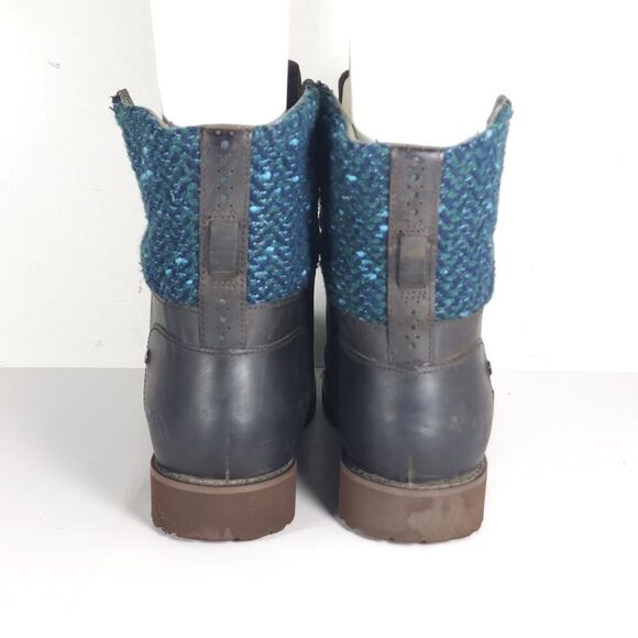 The North Face Women's Ballard US8 Brown Blue Oiled Leather Knit Lace Up Boots - Picture 9 of 16